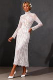 Vestido de novia de manga larga de encaje blanco