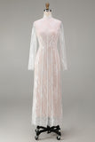 Vestido de novia de manga larga de encaje blanco
