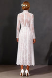 Vestido de novia de manga larga de encaje blanco