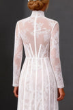 Vestido de novia de manga larga de encaje blanco