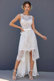 Vestido de novia Midi de corsé blanco con encaje y capa