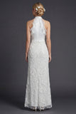 Vestido largo largo de novia con hollanes blancos y funda con húmenes