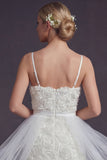 Vestido de novia corto con Bodycon 3D Flores 3D con tirantes cortos y serpentina
