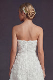 Vestido de novia largo blanco sin tirantes A Line con flores 3D