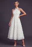 Vestido largo de novia blanco A Line Halter 3D