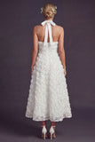 Vestido largo de novia blanco A Line Halter 3D