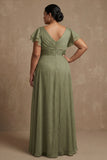 Vestido de Madre de la Novia de la línea Sage Sage Talla Mayor A con mangas aleteadas y abertura
