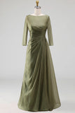 Vestido largo de madre de novia de Salvia de Salvia Arrugado en línea