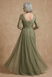 Vestido largo de madre de novia de Salvia de Salvia Arrugado en línea