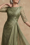 Vestido largo de madre de novia de Salvia de Salvia Arrugado en línea
