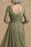 Vestido largo de madre de novia de Salvia de Salvia Arrugado en línea