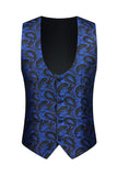 Trajes de baile de fin de curso Jacquard de 3 piezas azules con solapa de un botón