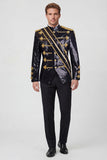 Trajes negros de hombre de un solo pecho con lentejuelas