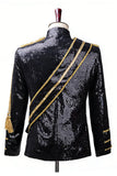 Trajes negros de hombre de un solo pecho con lentejuelas
