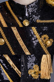 Trajes negros de hombre de un solo pecho con lentejuelas