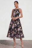 Vestido multifloral midi con tirantes finos A