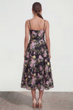 Vestido multifloral midi con tirantes finos A