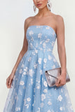 Vestido floral lila midi A-Line sin tirantes con bolsillos