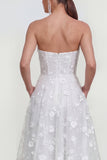 Vestido floral lila midi A-Line sin tirantes con bolsillos