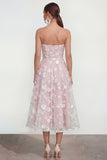 Vestido floral lila midi A-Line sin tirantes con bolsillos