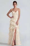 Vestido largo floral lila Shearh con tirantes finos y volantes
