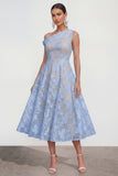 Vestido rosa midi floral midi de un solo hombro