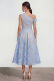 Vestido rosa midi floral midi de un solo hombro
