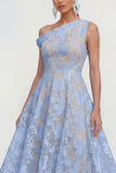 Vestido rosa midi floral midi de un solo hombro