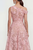Vestido rosa midi floral midi de un solo hombro