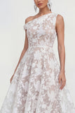 Vestido rosa midi floral midi de un solo hombro