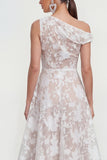 Vestido rosa midi floral midi de un solo hombro