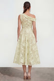 Vestido rosa midi floral midi de un solo hombro