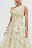 Vestido rosa midi floral midi de un solo hombro