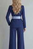 Traje de graduación de solapa azul claro con pico azul claro, dos piezas, pierna ancha y pecho