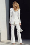 Trajes de graduación blancos slim fit de solapa de dos piezas, pecho simple