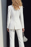 Trajes de graduación blancos slim fit de solapa de dos piezas, pecho simple