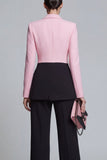 Trajes de solapa de dos piezas con solapa de pico rosa negro y mangas