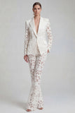 Trajes bohemios de solapa White Peak de dos piezas con mangas