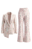 Trajes de fin de curso de dos piezas de dos piezas florales con solapa de pico rosa y doble cruzado