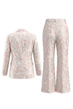 Trajes de fin de curso de dos piezas de dos piezas florales con solapa de pico rosa y doble cruzado
