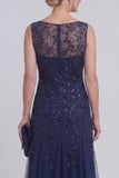 Vestido largo de Madre de la Novia Verde Oscuro Floral Floral A Line Ablad Boat Neck