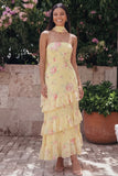 Vestido largo de invitado de boda de chiffon blanco rosa rosa sin tirantes con volantes y bufanda de cuello