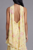 Vestido largo de invitado de boda de chiffon blanco rosa rosa sin tirantes con volantes y bufanda de cuello