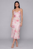 Vestido midi floral con tirantes finos rosa Bodycon brillantes
