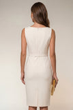 Bodycon Bodycon Bateau Midi Work Dress sin mangas y Bodycon Ivory Bodycon