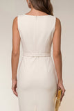 Bodycon Bodycon Bateau Midi Work Dress sin mangas y Bodycon Ivory Bodycon