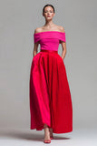 Vestido formal Midi de bloque de color A con hombros descubiertos