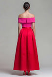Vestido formal Midi de bloque de color A con hombros descubiertos