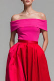 Vestido formal Midi de bloque de color A con hombros descubiertos