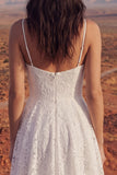 Vestido de novia bohemio alto y bajo de encierro floral con tirantes finos A